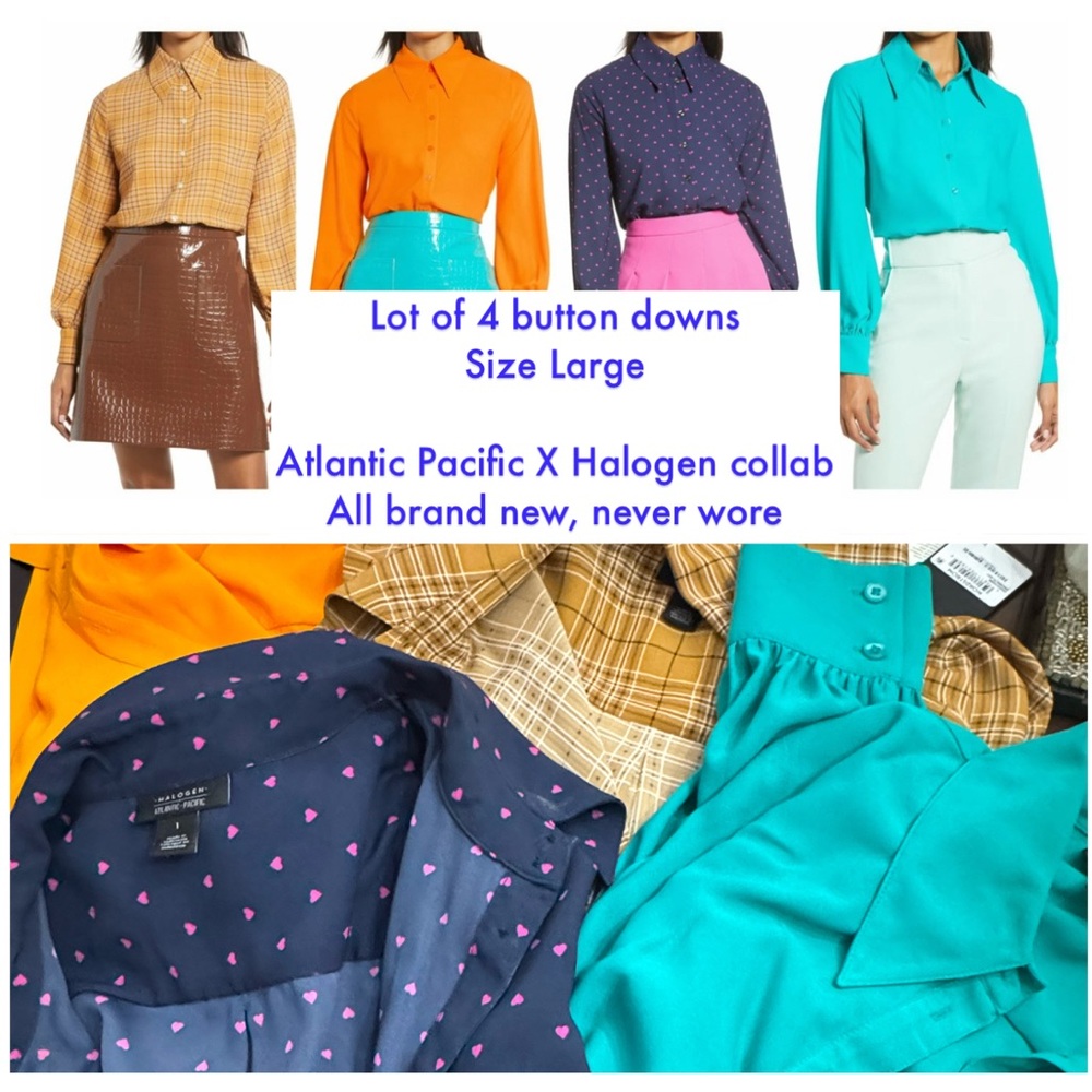 Lot of 4 Atlantic Pacific X Halogen Women's Button Down Shirts